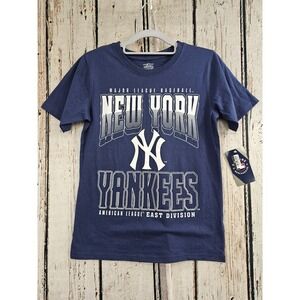 MLB New York Yankees T-Shirt Kids L 12/14 Navy Blue Graphic Short Sleeve Tee NEW